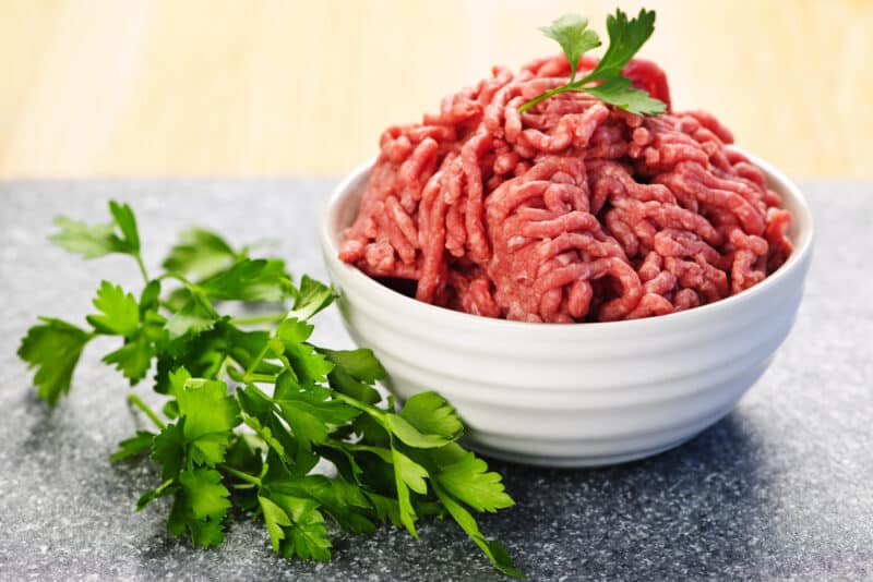 Ground beef in bowl