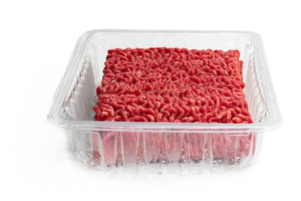 Ground Beef in Plastic Container