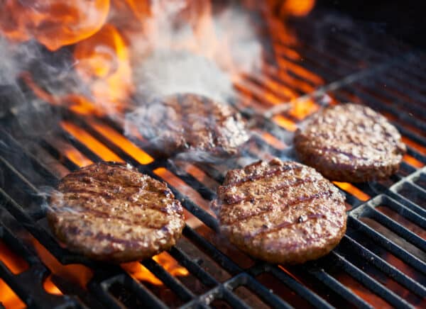 Hamburgers on griller