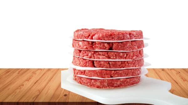 Beef Patties Separated by Wax Paper