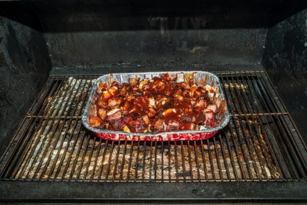 BBQ Burnt Ends with Butter on Grill