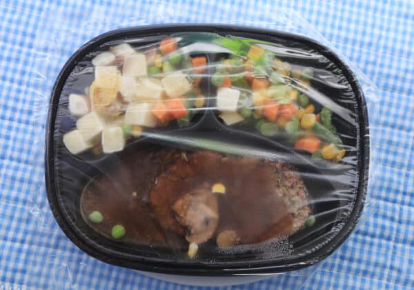 Steak and veggies in plate