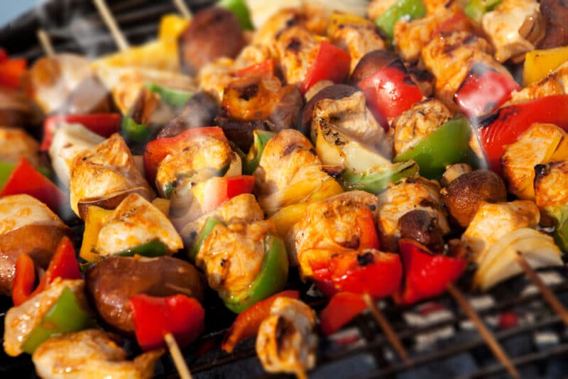 Bar-b-q,Or,Bbq,With,Kebab,Cooking.,Coal,Grill,Of,Chicken