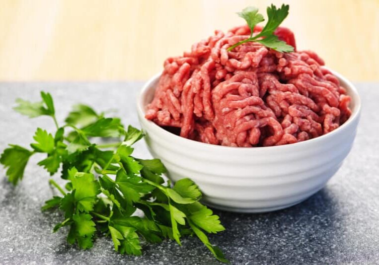 Ground beef in bowl