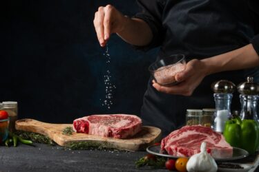 Frozen steak ready for grilling