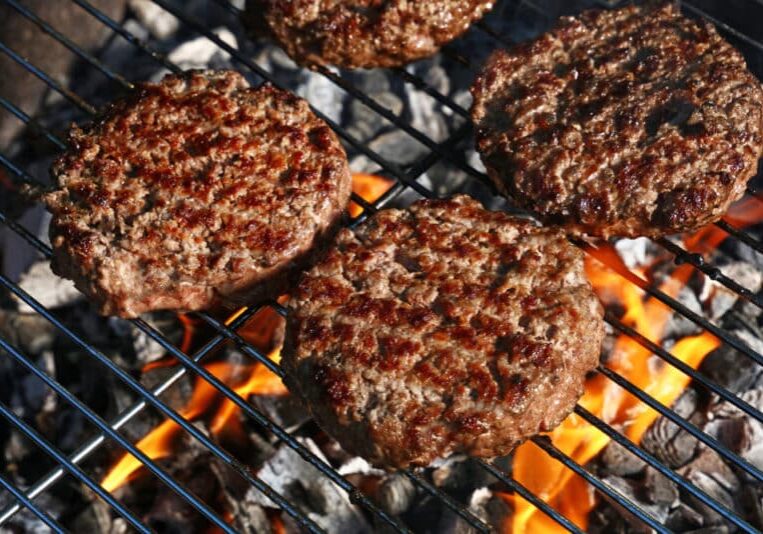 Frozen Burgers on the grill