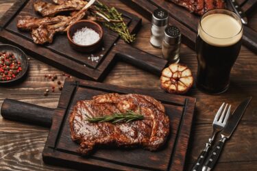 Smoked Steak on wooden board