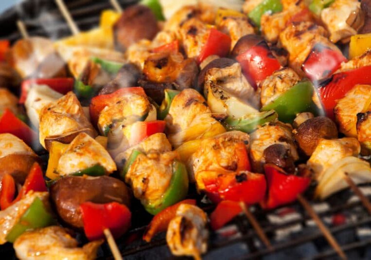 Bar-b-q,Or,Bbq,With,Kebab,Cooking.,Coal,Grill,Of,Chicken